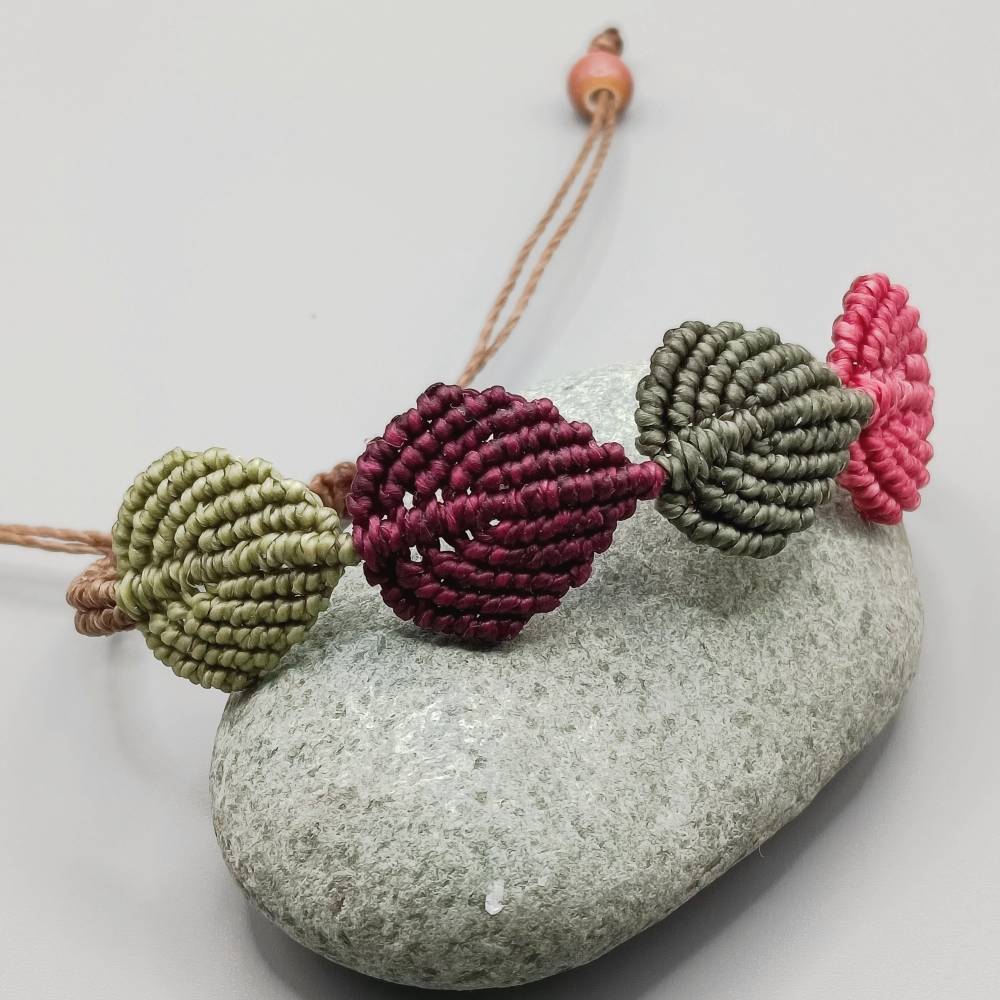 Makramee Schmuckset bestehend aus Kette und Armband Motiv Blätter Bild 4