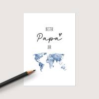 Karte *Bester Papa der Welt* / Geschenkkarte für Vatertag und Geburtstag, optional mit Umschlag