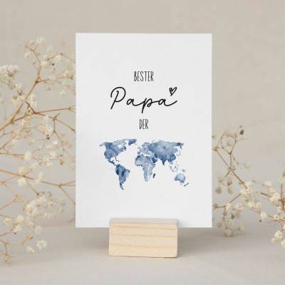 Postkarte *Bester Papa der Welt* / Geschenkkarte für Vatertag und Geburtstag, optional mit Umschlag