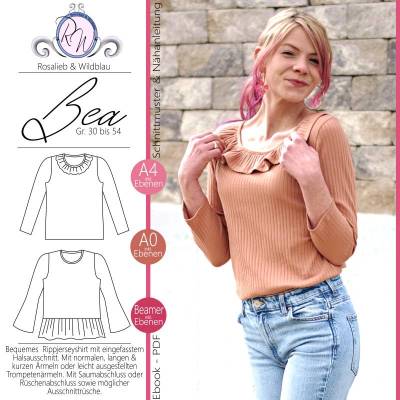 Ebook Bea Rippshirt Schnittmuster Gr. 30 bis 54