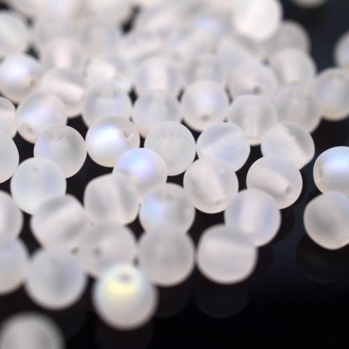 50 Crystal Matte AB böhmische Perlen rund glatt, 4mm tschechische Glasperlen DIY