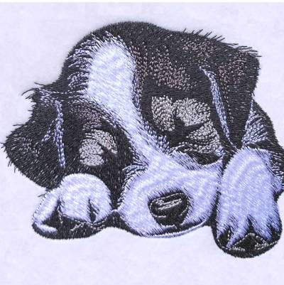 Stickdatei schlafender Welpe 14x14cm bzw. 15x15cm – süßes Stickmuster für Tierliebhaber