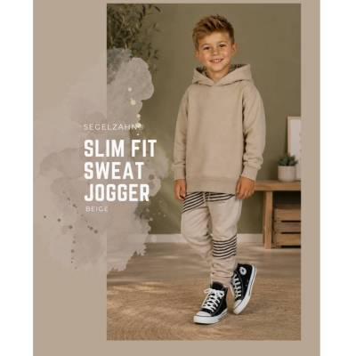 Slim Fit Sweat Hose Kinder Beige Moms Sweathose Unisex schlicht neutral Segelzahn Kleidung Jungen Mädchen Kind Baby Jogg