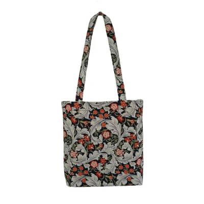 Shopper Tragetasche Einkaufstasche Blumen Schwarz Bunt