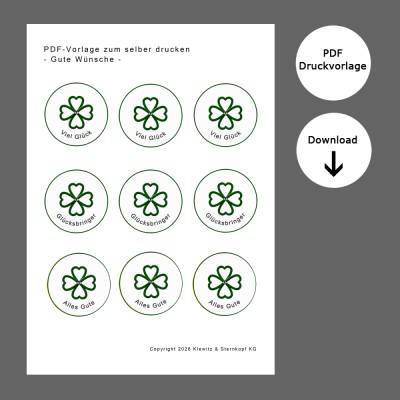 PDF-Vorlage zum selber ausdrucken mit 9 runden Fotos – Gute Wünsche