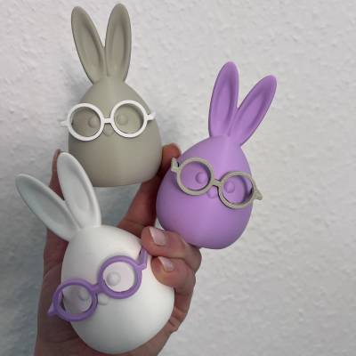 Osterdeko - Hase „Heini“ mit Brille aus dem 3D-Druck – Geschenkidee mit frei wählbaren Farbkombinationen