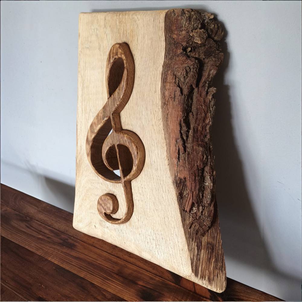 Holzdeko 3D Violinschlüssel Eiche massiv