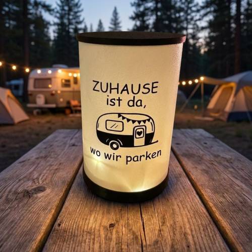 Personalisierte 3D-Tischlampe mit Wunschtext – Geschenk zur Hochzeit, Einweihung & Camping