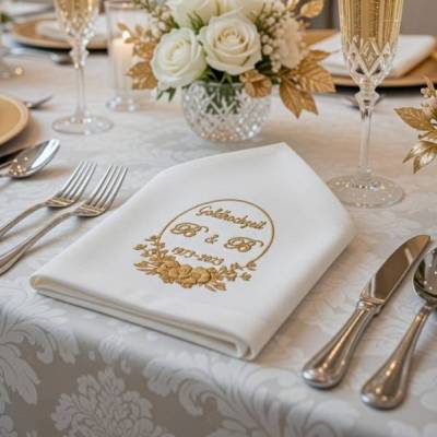 Stoffservietten Goldhochzeit Monogramm und Datum