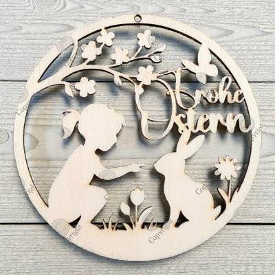 SVG Datei Ostern, Kind mit Osterhase, Download