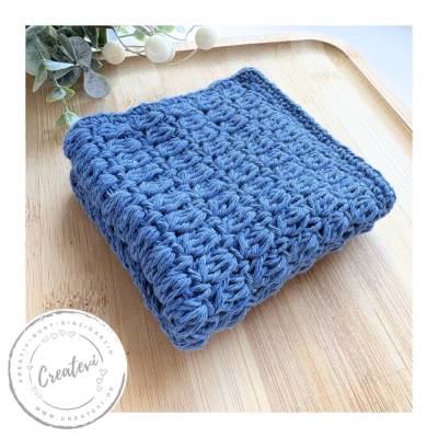 Gehäkelter Spüllappen aus Baumwolle jeansblau nachhaltig & wiederverwendbar
