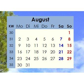 Jahreskalender 2027 auf einen Blick – Pinienwälder -  PDF – DIN A4 zum Ausdrucken Bild 5