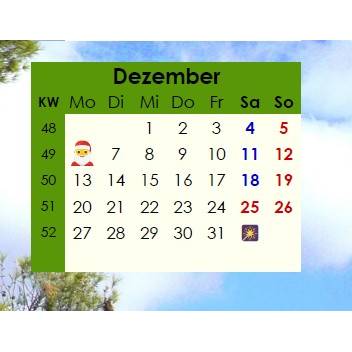 Jahreskalender 2027 auf einen Blick – Pinienwälder -  PDF – DIN A4 zum Ausdrucken Bild 7