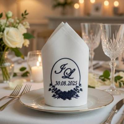 Stoffservietten zur Hochzeit mit Monogramm