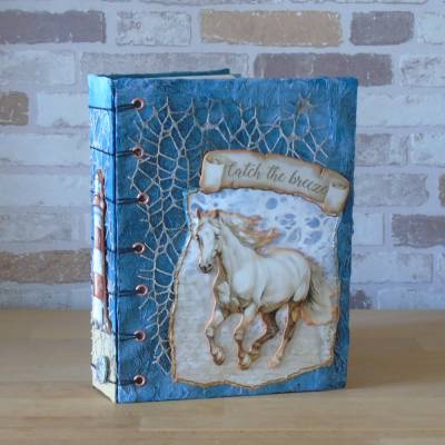 Junk Journal „Ocean Breeze“ – Maritimes handgemachtes Art Journal A5 mit Secret Belgian Binding