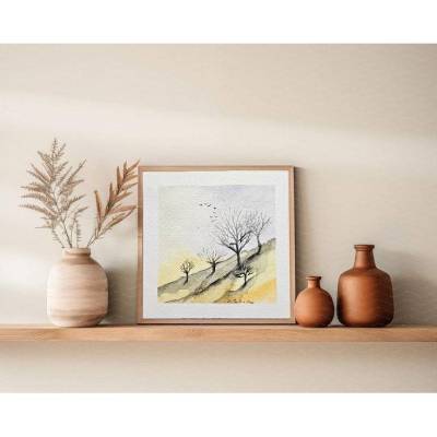 Aquarellbild Landschaften gelb