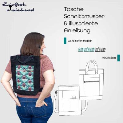 PDF Schnittmuster Tasche mit Rucksackfunktion und vielen Fächern