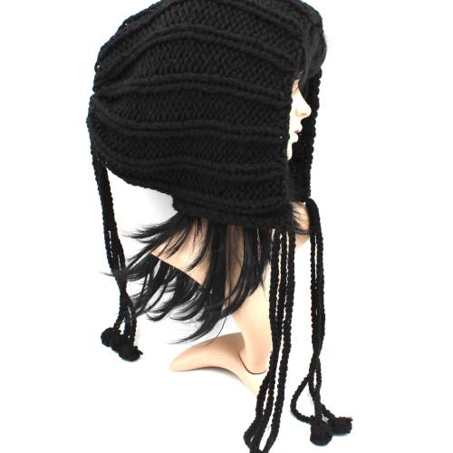 Spezielle Kapuze Chunky Boho,Beanie,Super, Strickmütze, Mütze, Dreads, Look!schwarz!Neu!