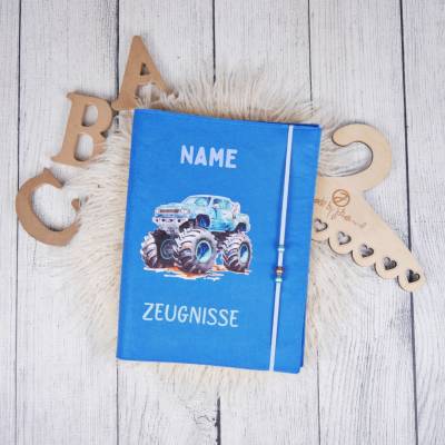 Zeugnismappe Monstertruck Türkis *personalisiert