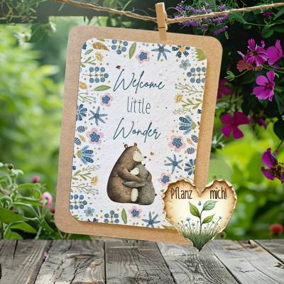 Einpflanzbare Karte zur Geburt aus Samenpapier | nachhaltige Karte zur Geburt | liebevolles Baby Geschenk