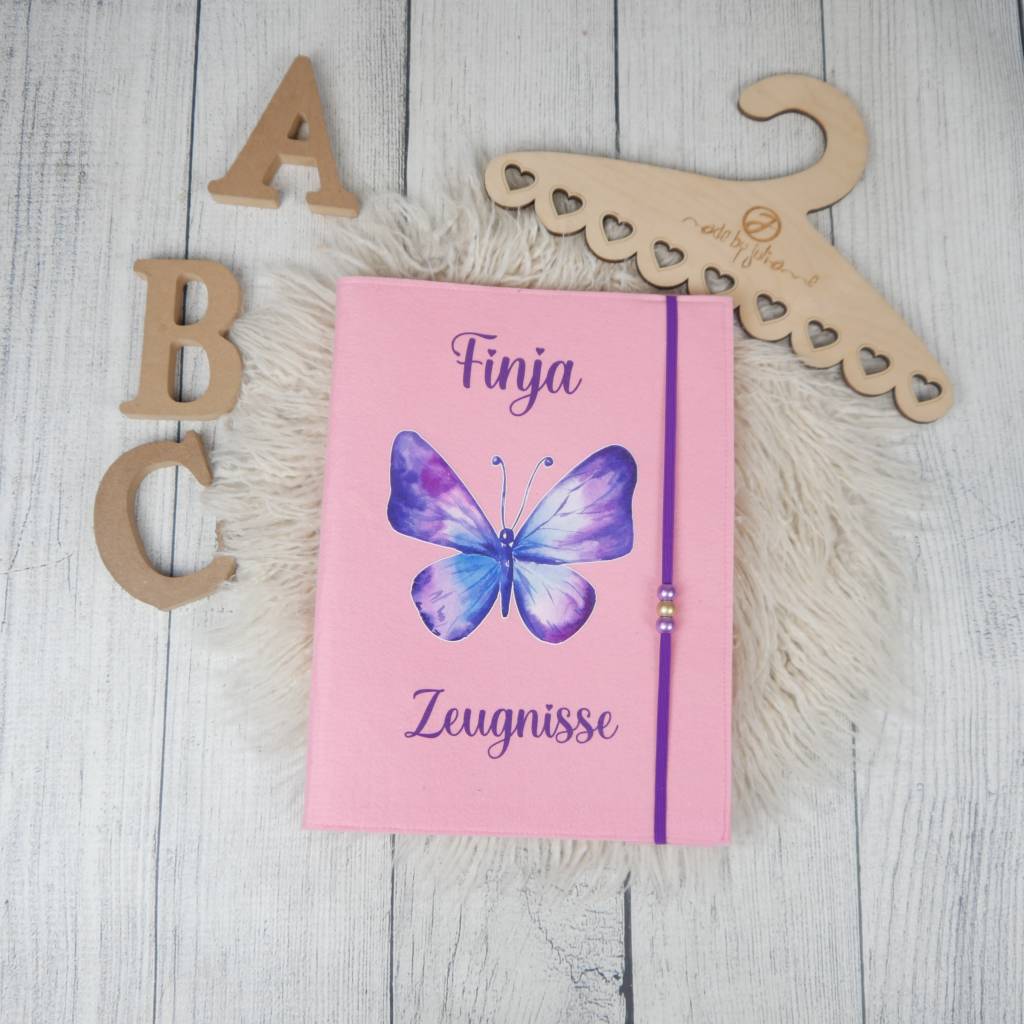 Zeugnismappe Schmetterling Rosa *personalisiert Bild 1