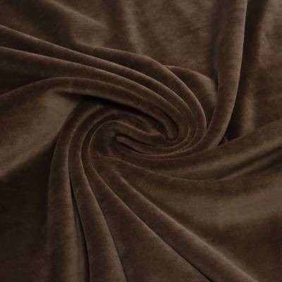 Stoff Nicki Velour Samt stretchig uni schoko braun Kleiderstoff Kinderstoff Babystoff Pyjamastoff