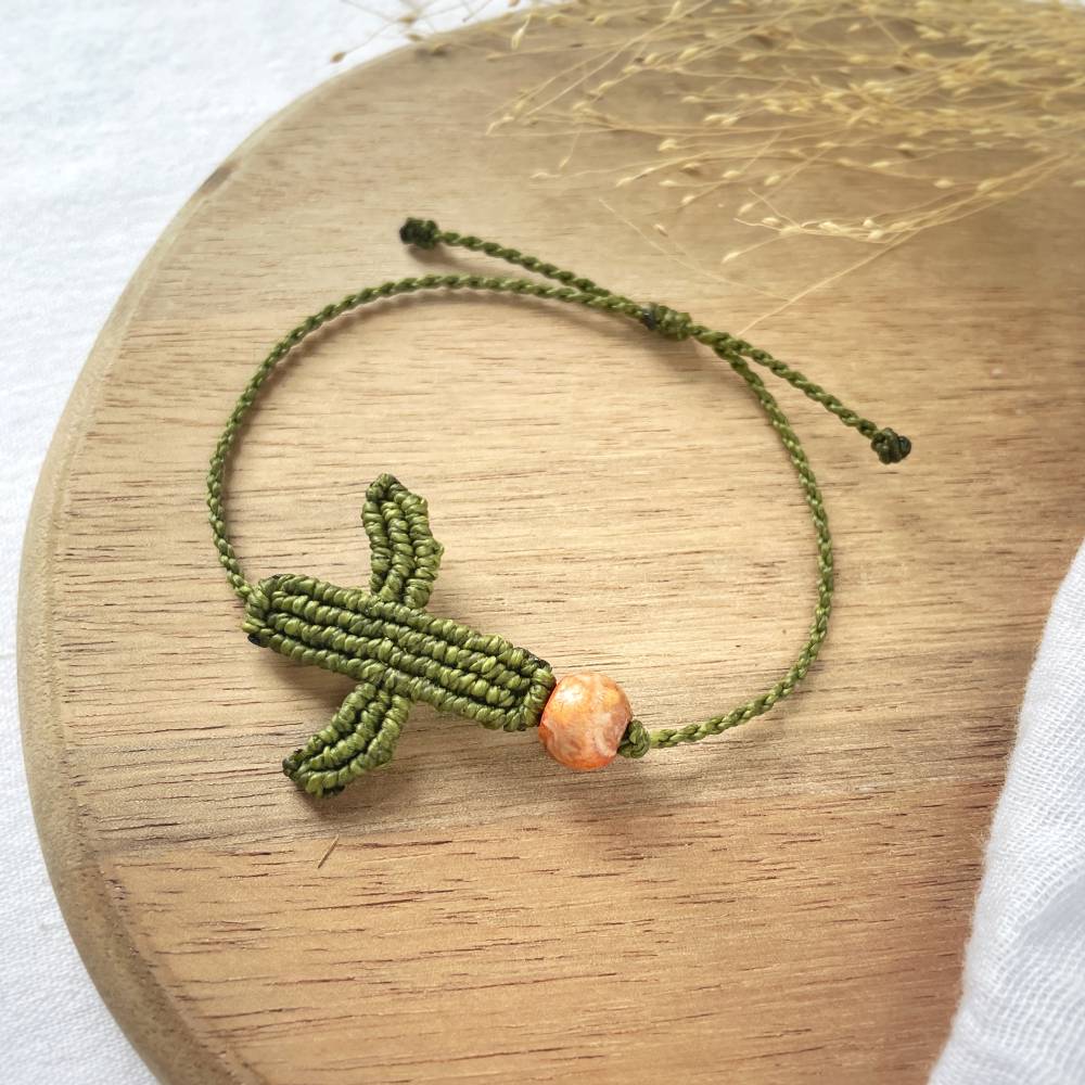 Makramee Kaktus Armband – personalisierter Schmuck, Mutmacher Armband mit Spruch, humorvolles Geschenk Bild 3
