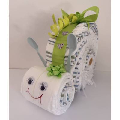 Neutrale Windelschnecke für Mädchen oder Jungs, Windeltorte, Babygeschenk