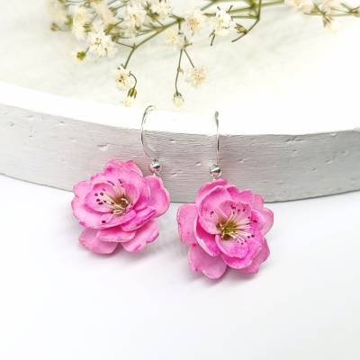 Ohrringe Kirschblüte, rosa Blume Ohrringe, Frühling Ohrringe, Polymer Clay, Geschenk für Mama, Geschenk für Tochter