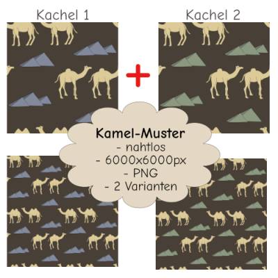 Nahtloses Kamel-Muster PNG – 2 Farbvarianten, Scrapbooking & Digital Art