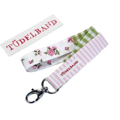 Schlüsselband Schlüsselanhänger ...kleines Tüdelband...rosa...röschen...hellblau...