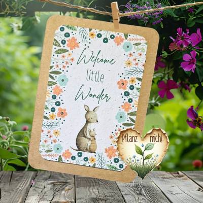 Einpflanzbare Karte zur Geburt aus Samenpapier | nachhaltige Karte zur Geburt | liebevolles Baby Geschenk