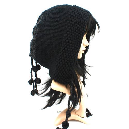Spezielle Kapuze Chunky Boho,Beanie,Super, Strickmütze, Mütze, Dreads, Look!schwarz,grau!Neu!