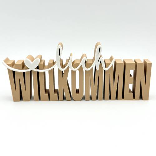 3D Schriftzug Willkommen, HERZLICH WILLKOMMEN, versch. Farben zur Auswahl, 3D Druck Herzlich Willkommen, ideal z. Deko