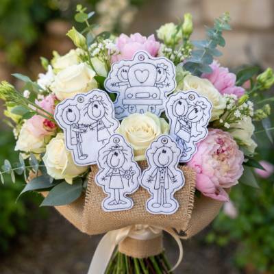 Stickdatei Anhänger Strichmännchen Hochzeit Doodle – Braut & Bräutigam Set für deine Hochzeit Set 2653