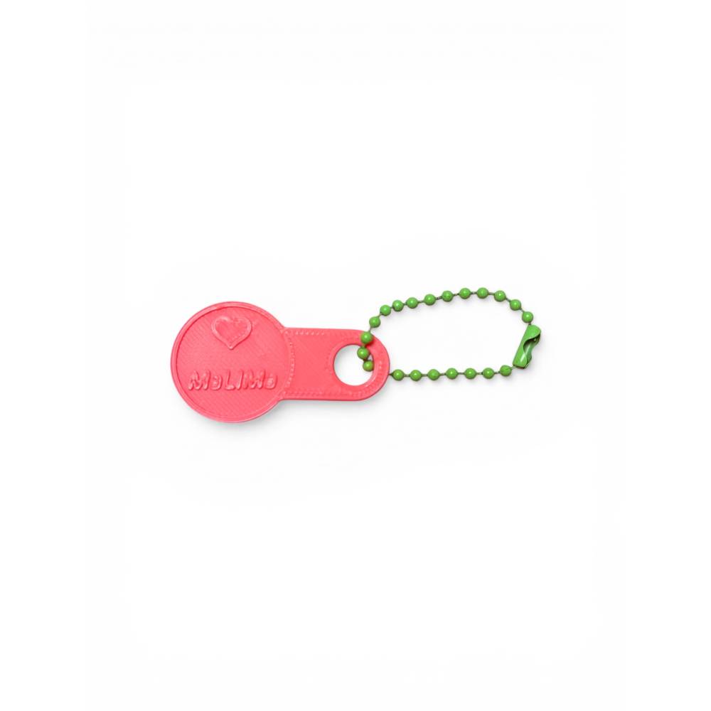 Einkaufswagenlöser „MaLiMa Zaubermoos“ – pinker 3D Druck Einkaufschip mit Kette & Schlüsselanhänger Bild 1
