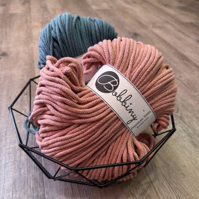 Bobbiny Premium Flechtkordel 5 mm – 500 g / 100 m – Baumwollkordel zum Häkeln, Makramee & Körbe – recycelte Baumwolle