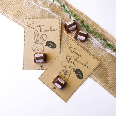 Druckvorlage Ostern Hasenküsschen – Osterkarte & Geschenkidee mit Ferrero Küsschen – PDF Vorlage zum Ausdrucken