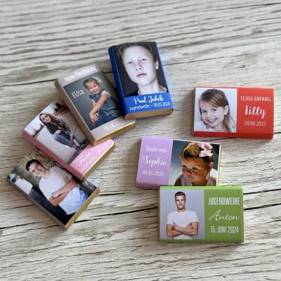 Gastgeschenk Jugendweihe | Schokolade 10g Schokotafel Vollmilch | personalisiert + Foto