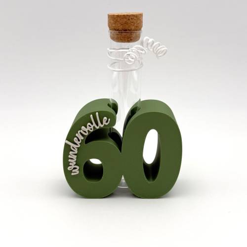 Geldgeschenk Geburtstag, "wundervolle 60", inkl. Reagenzglas, versch. Farben zur Auswahl, Geld- bzw. Gutscheingeschenk