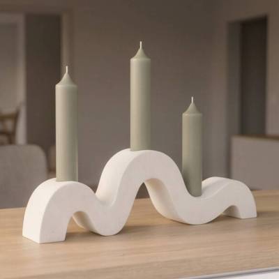Wellen-Kerzenhalter "Ocean Flow" – Großer Stabkerzenständer für 3 Kerzen