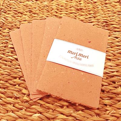 Handgeschöpftes Papier Set | 10 Bögen 13x8,5 cm | Terracotta | Büttenpapier Recycelt, Deckle-Rand
