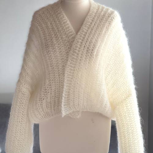 Strickjacke, Brautjacke, Cardigan, Creme, Oversize, Grobstrickjacke ,Onesize, Home,Damen, Sweater, Handarbeit, Bolero, S