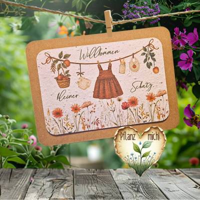 Einpflanzbare Karte zur Geburt aus Samenpapier | nachhaltige Karte zur Geburt | liebevolles Baby Geschenk
