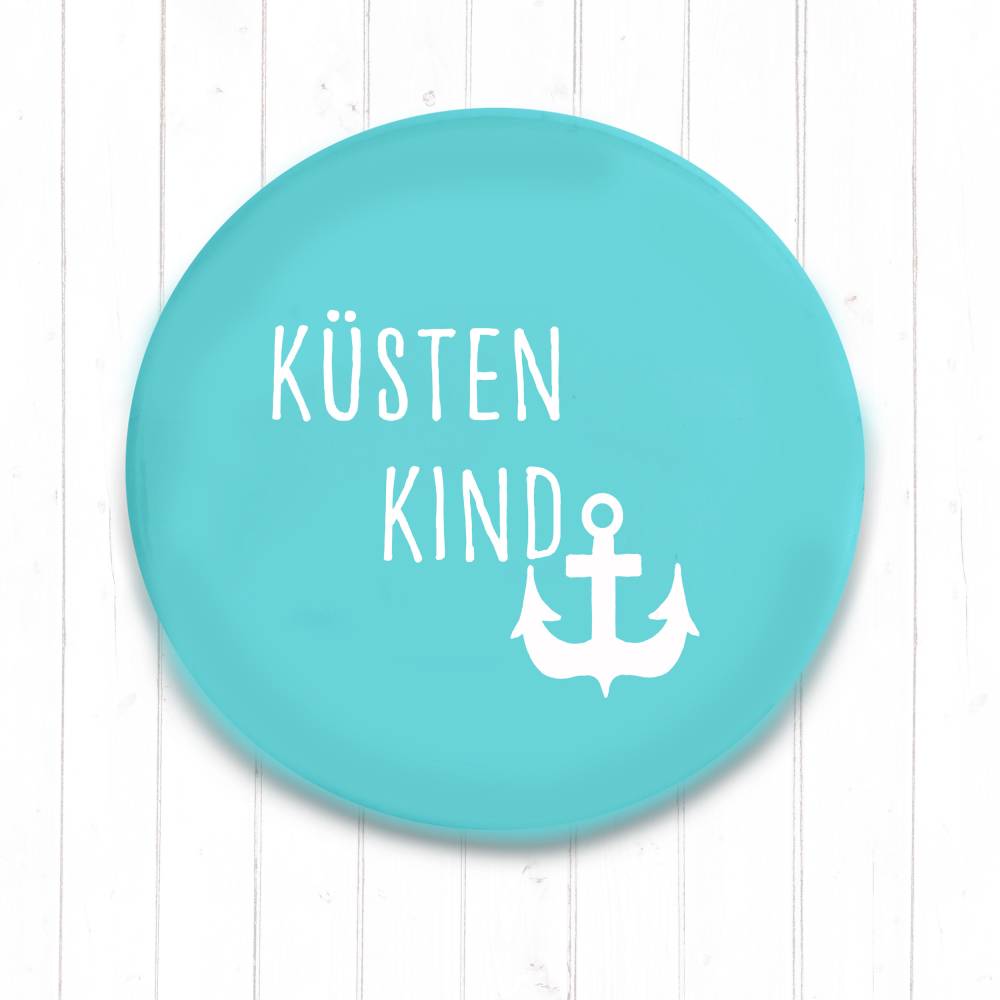 Button Küsten Kind mit Anker Türkis | Maritimer Anstecker | 3 Größen 25/38/59mm | Handmade Bild 2