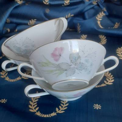 Vintage 4 x Suppentasse Rosenthal Bettina Elfenbein Pariser Frühling