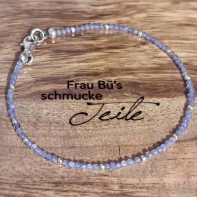 Handgefertigtes Tansanit-Armband mit 925-Silber-Elementen – filigran & harmonisierend