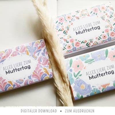 Toffifee-Banderolen: Blumiges Trio zum Muttertag | zum Ausdrucken |  Last Minute Muttertag | Was kleines für Mama