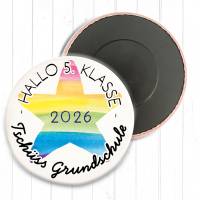 Magnet „Tschüss Grundschule 2026“ Regenbogen-Stern | 1er bis 20er Set mit Rabatt | 38 & 59mm |