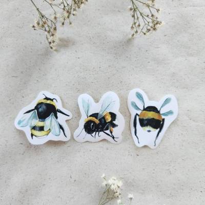 Aquarell Bienen Set - matte Vinyl Sticker 